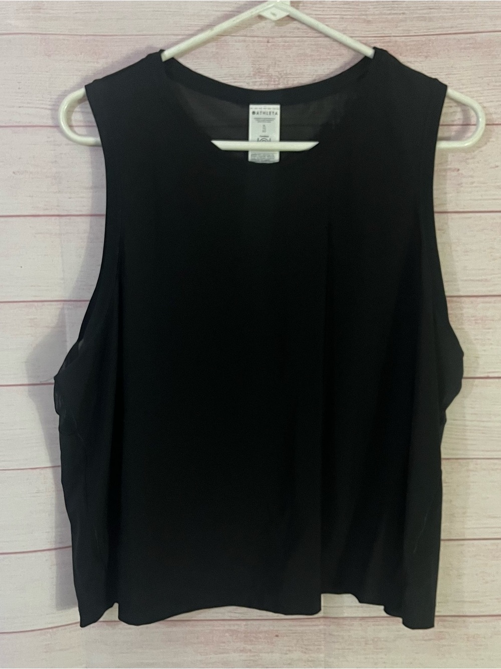 Athleta Black Sheer Sleeveless Muscle Tank Top Size XL